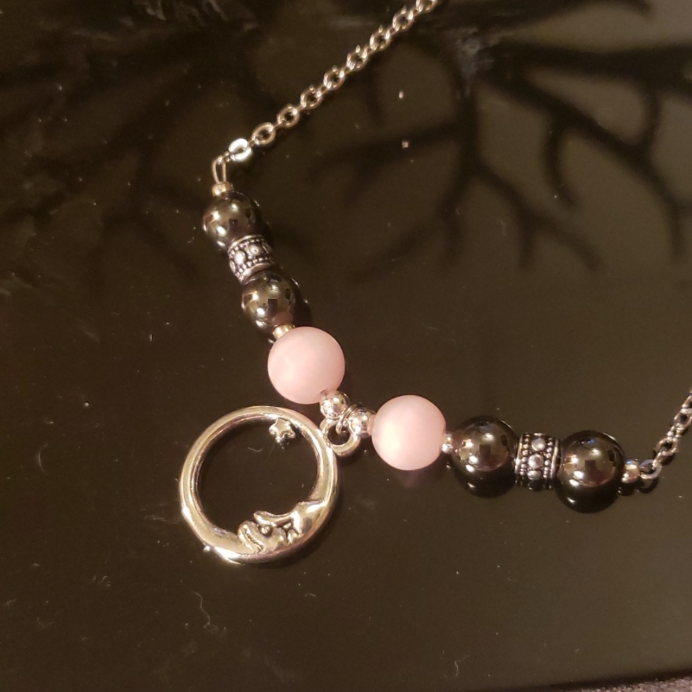 Handmade necklace with moon pendant